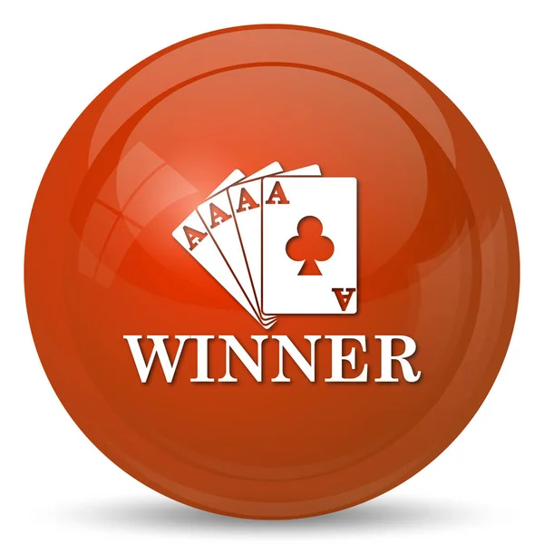 Ikona Winner Poker Przycisk Internet Białym Tle — Zdjęcie stockowe