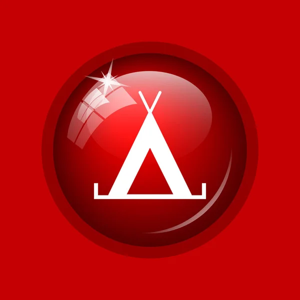 Zeltsymbol Internet Taste Auf Rotem Hintergrund — Stockfoto