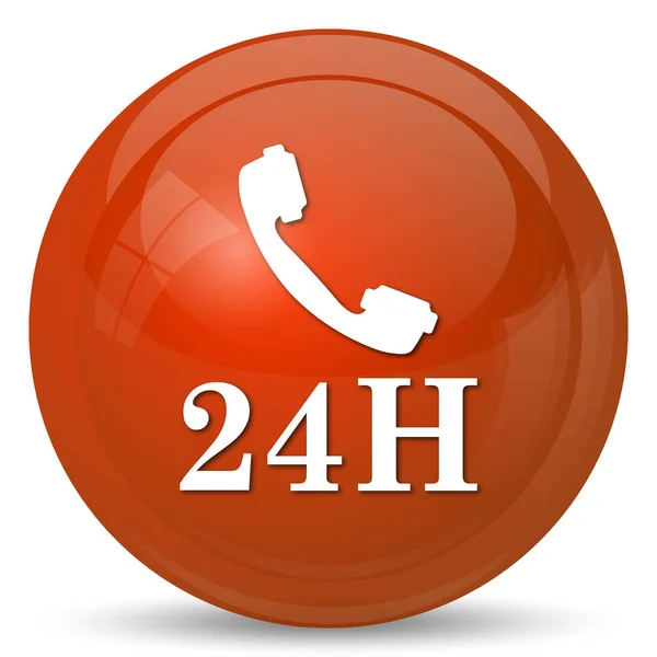 24H Phone Icon Internet Button White Background — Stock Photo, Image