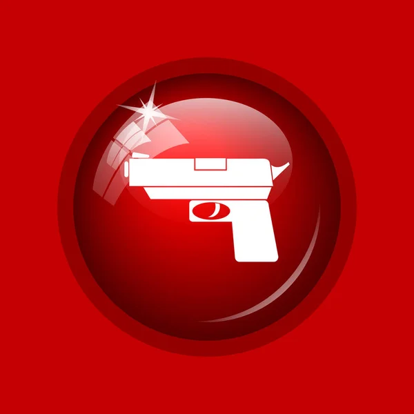 Значок Пистолета Кнопка Интернет Красном Фоне — стоковое фото
