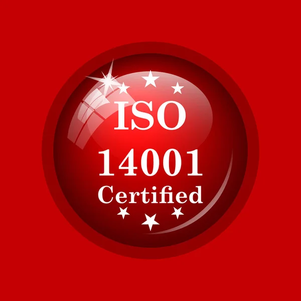 Iso14001 Ikonen Internet Knappen Röd Bakgrund — Stockfoto