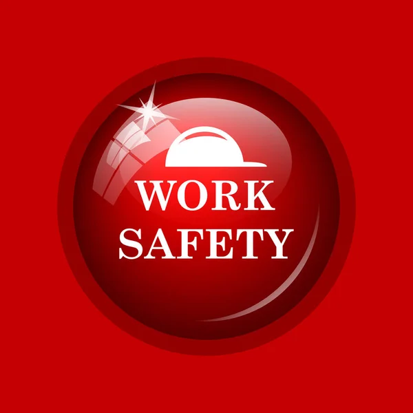 Icona Della Sicurezza Sul Lavoro Pulsante Internet Sfondo Rosso — Foto Stock