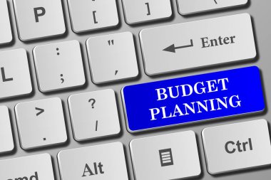 Bütçe Planlama modern klavye butonuna. Kavramsal klavye üzerinde yakından görmek.