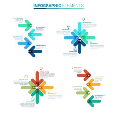 Ok Infographic şablonu. Öğeleri ayrı ayrı vektör dosyası içinde katmanlı vardır. Vektör okları satırları infographics ayarlayın. Büyüme diyagram, grafik, tanıtım, grafik için şablon.
