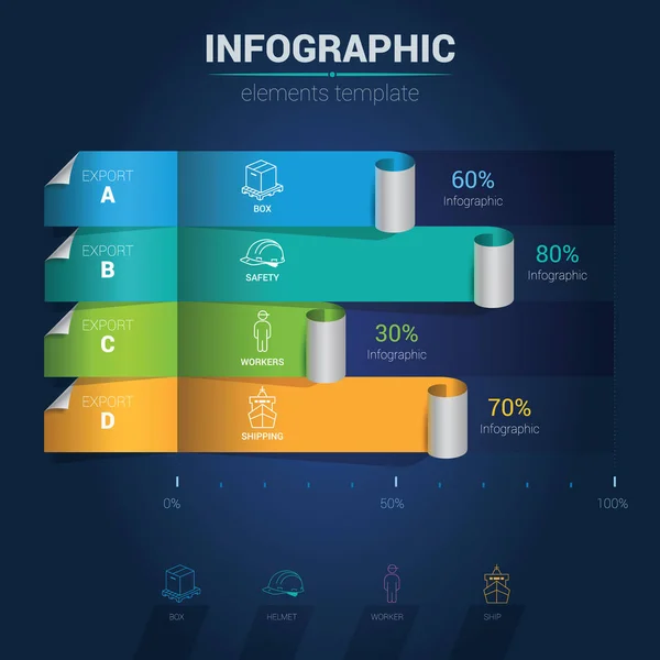 Elementos Infográficos Gráfico Barras Rizadas — Vector de stock