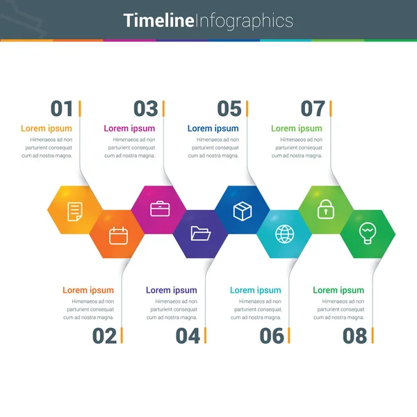 Infografías Línea Tiempo Limpias Coloridas — Vector de stock