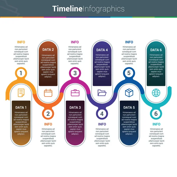 Linea Tiempo Limpia Colorida Infografías Formato Vectorial — Vector de stock