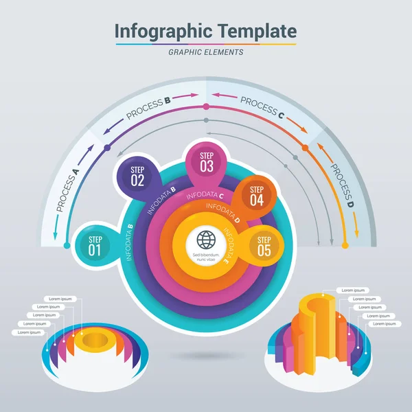 Vectorul Design Infografic Pictogramele Marketing Pot Utilizate Pentru Aspectul Fluxului — Vector de stoc