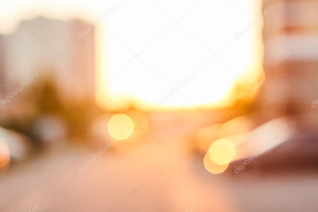 blurred background. Bokeh at sunset