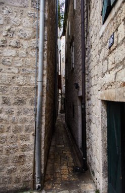 Karadağ. Kotor şehir. Eski Kotor sokaklarında. Avrupa'da 