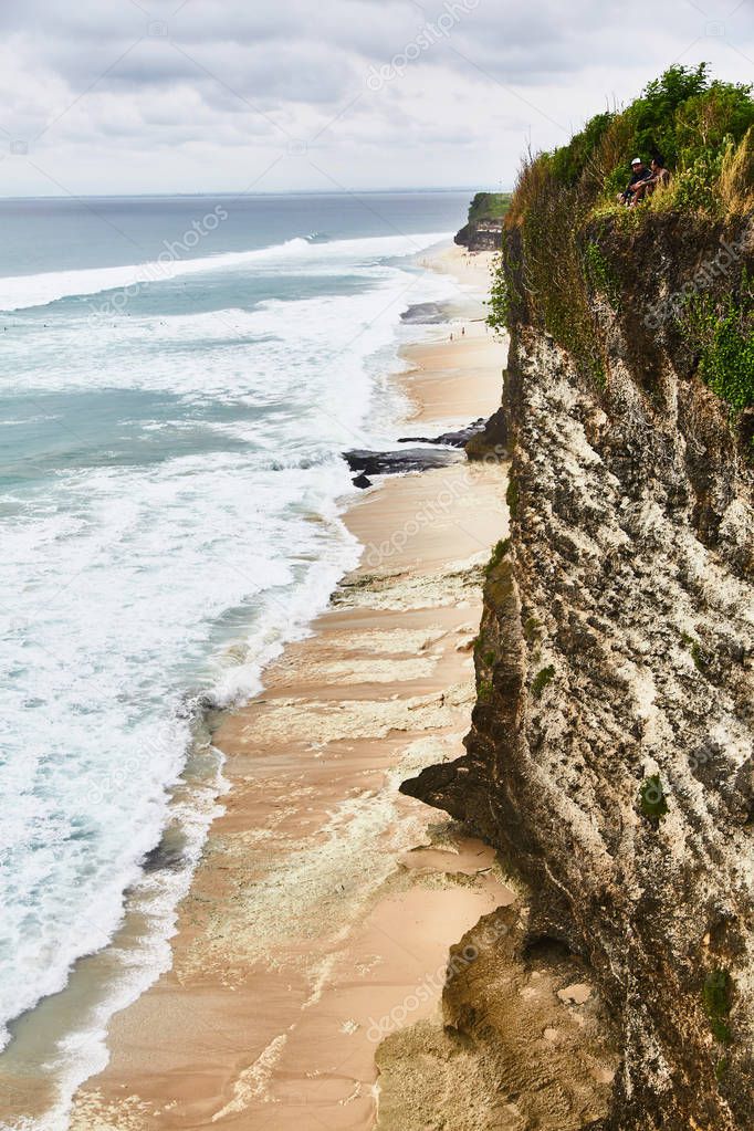 Top view from the cliff on the ocean. 