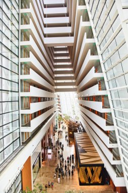 Singapur - 19 Mart 2019: Marina Bay Sands lüks otelin iç görünümü