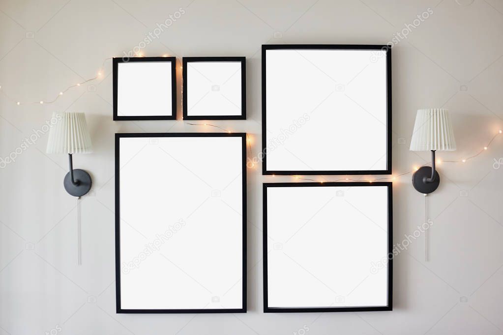 Different size framed photos.