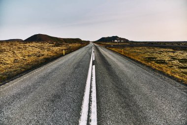 İzlanda 'nın inanılmaz manzaralarında güzel bir yol.