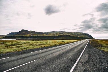 İzlanda 'nın inanılmaz manzaralarında güzel bir yol.