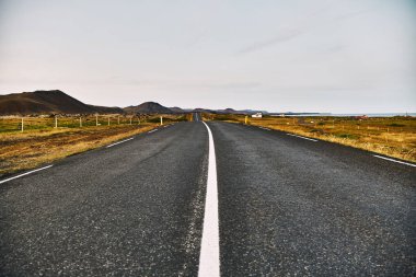 İzlanda 'nın inanılmaz manzaralarında güzel bir yol.