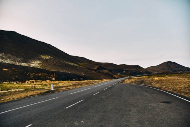 İzlanda 'nın inanılmaz manzaralarında güzel bir yol.