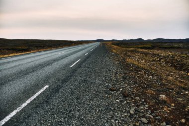 İzlanda 'nın inanılmaz manzaralarında güzel bir yol.