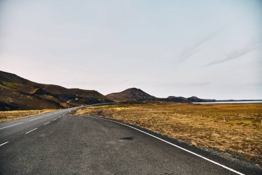 İzlanda 'nın inanılmaz manzaralarında güzel bir yol.