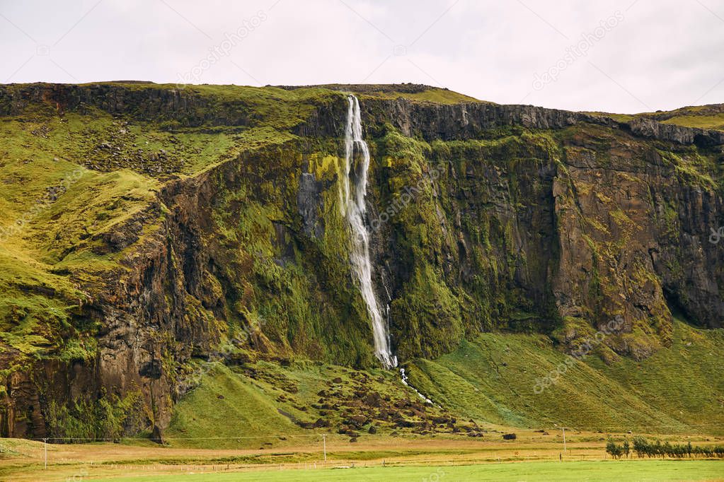 Small waterfalls in iceland. Summer