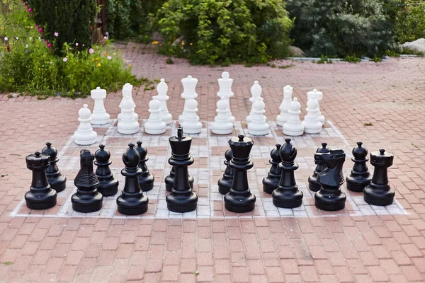 Giant chess close up. Chessboard. — Stock Photo, Image