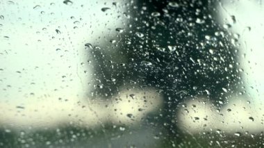 Seçici odak noktasında ön cama su damlası