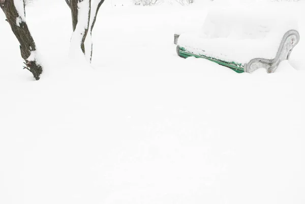 Сходи Лавка Вкриті Снігом Дрейфи Снігові Палі — стокове фото