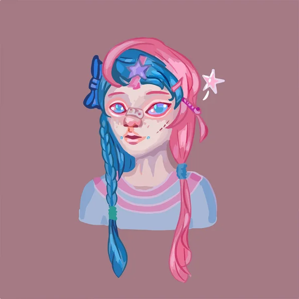 Petite Poupée Punk Néon — Image vectorielle