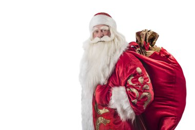 bir geleneksel Noel Noel Baba beyaz zemin üzerine izole personel ile