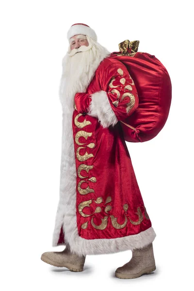 Tradycyjne Boże Narodzenie Śnięty Mikołaj Personelu Białym Tle — Zdjęcie stockowe