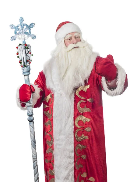 Tradiční Vánoční Santa Doložka Personálem Izolovaných Bílém Pozadí — Stock fotografie