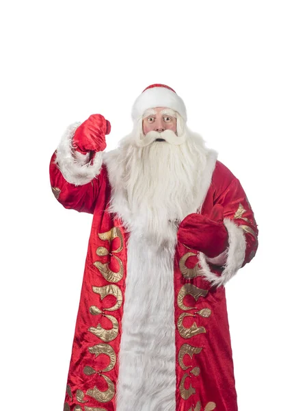 Tradycyjne Boże Narodzenie Śnięty Mikołaj Personelu Białym Tle — Zdjęcie stockowe