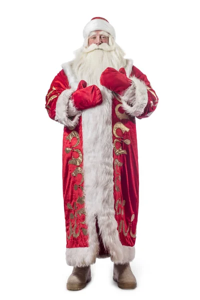 Традиционный Рождественский Санта Клаус Персоналом Изолированы Белом Фоне — стоковое фото
