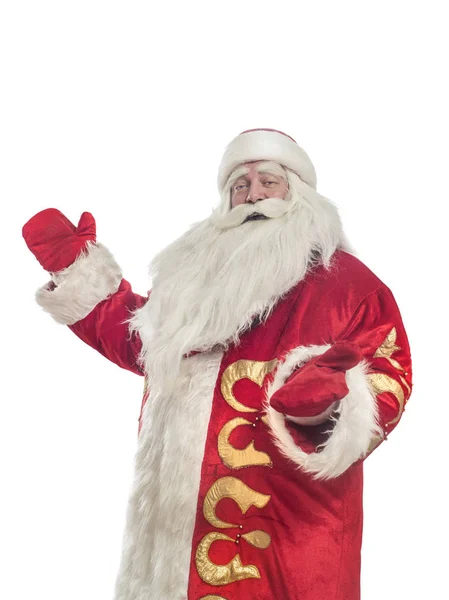 Este Papai Noel Parabéns Por Fundo Branco — Fotografia de Stock