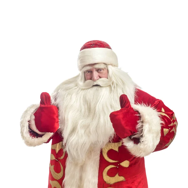 Este Santa Claus Felicita Por Fondo Blanco —  Fotos de Stock