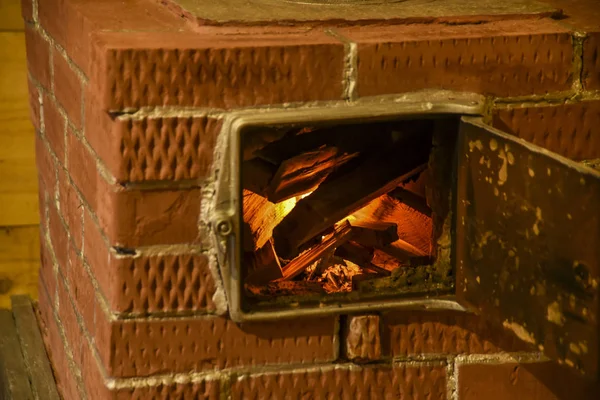 Fire Burning Stove Beautiful Fire Flames Fire Stove Dark Background — Stock Photo, Image