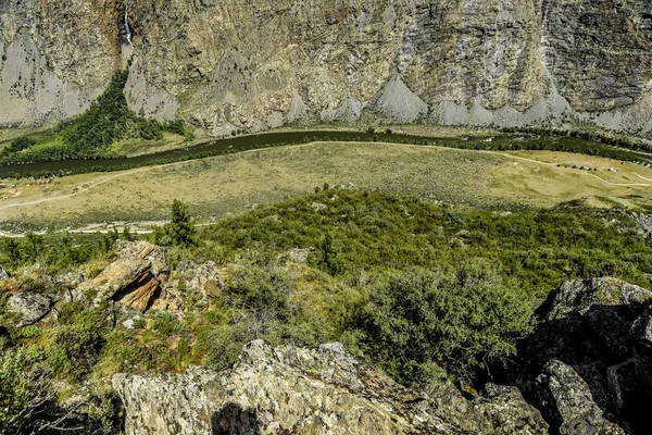 Hermosas Vistas Paisaje Naturaleza Altai Hermoso Valle Río Montaña Barranco — Foto de Stock