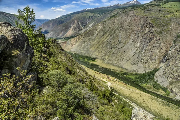 Hermosas Vistas Paisaje Naturaleza Altai Hermoso Valle Río Montaña Barranco — Foto de Stock