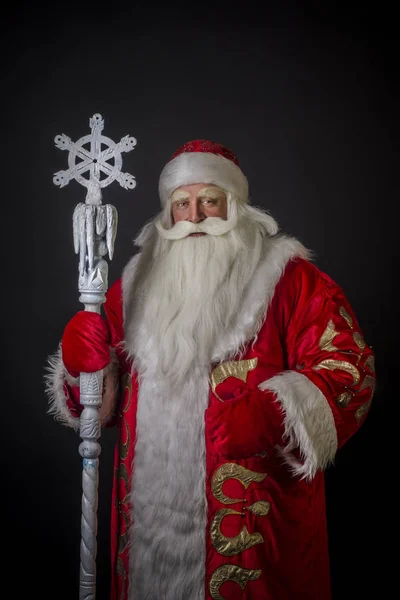 Sinterklaas Kerstman Een Zwarte Achtergrond Sinterklaas Kerstman Zijn Majestueuze Originele — Stockfoto