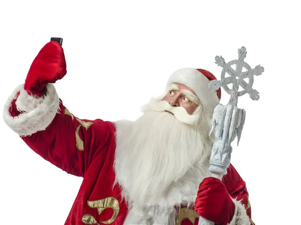 Babbo Natale Sfondo Bianco Babbo Natale Divertente Originale Con Uno — Foto Stock