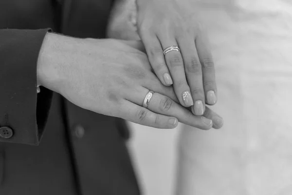 Wedding Theme Style Beautiful Hands Fingers Together Bride Groom — Stock Photo, Image