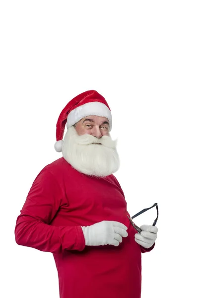 Père Noël Sur Fond Blanc Funny Moderne Père Noël Dans — Photo