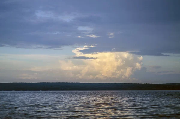 Вода Тема Фон Интересный Пейзаж Панорама Вид Море Закате Закате — стоковое фото