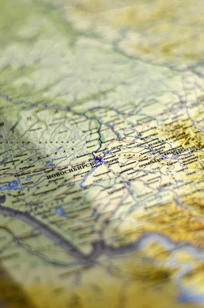 Geographic map in blur. Part of a geographic printed map in perspective and blur.