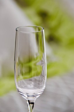 Güzel yemekler iç. İç yeşil renk ile hafif bir arka plan üzerinde boş bir bardak kafe ve restoran ile güzel sofra.
