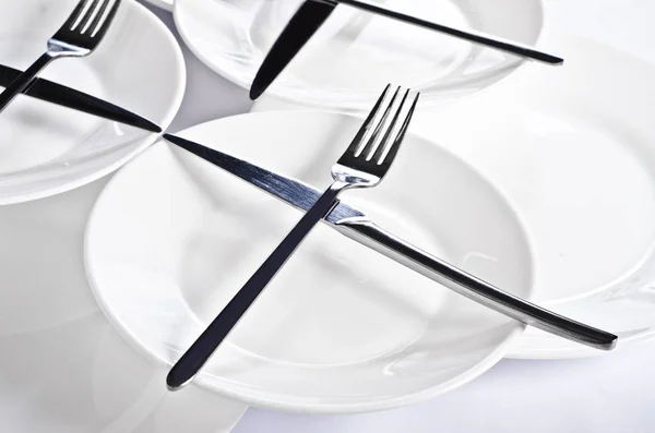 Abstracción Tenedores Cuchillos Hermosa Mesa Con Utensilios Restaurante Varias Combinaciones —  Fotos de Stock