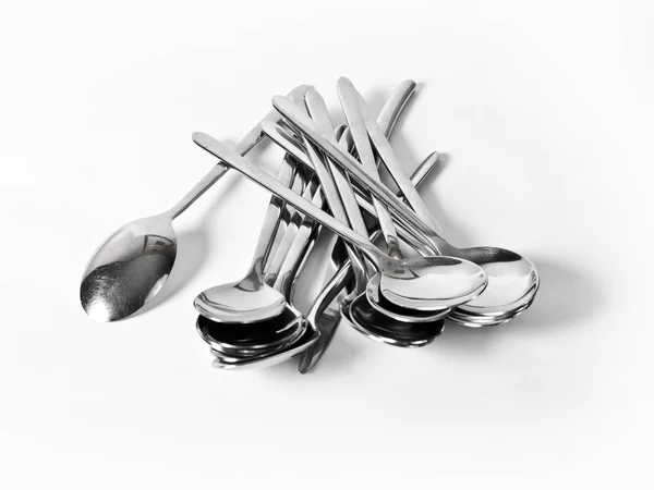 Abstraction Spoons Beautiful Table Setting Restaurant Utensils Various Combinations Interesting — Stock Photo, Image