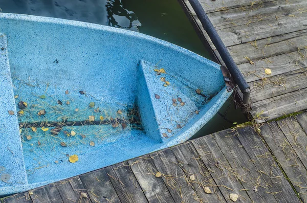 Schönes Und Vielfältiges Thema Schöne Und Alte Blaue Boot Aus — Stockfoto