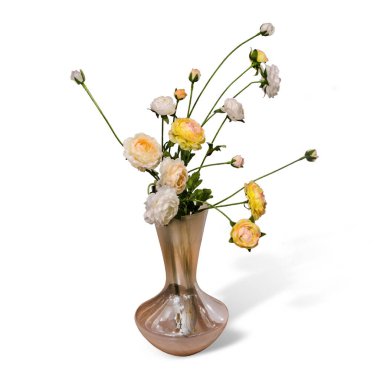 Güzel ve farklı bir konu. Güzel vintage ve klasik yaratıcı pot ve çiçek ve Bitki saksıları kaynaklanıyor bir beyaz izole arka plan üzerinde.