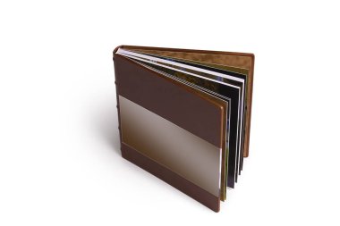 Güzel ve farklı bir konu. Güzel ve pahalı şık kitap ve albümler, fotoğraf albümleri için bellek ve bir beyaz ve açık arka plan üzerinde fotoğrafları kaydetme.